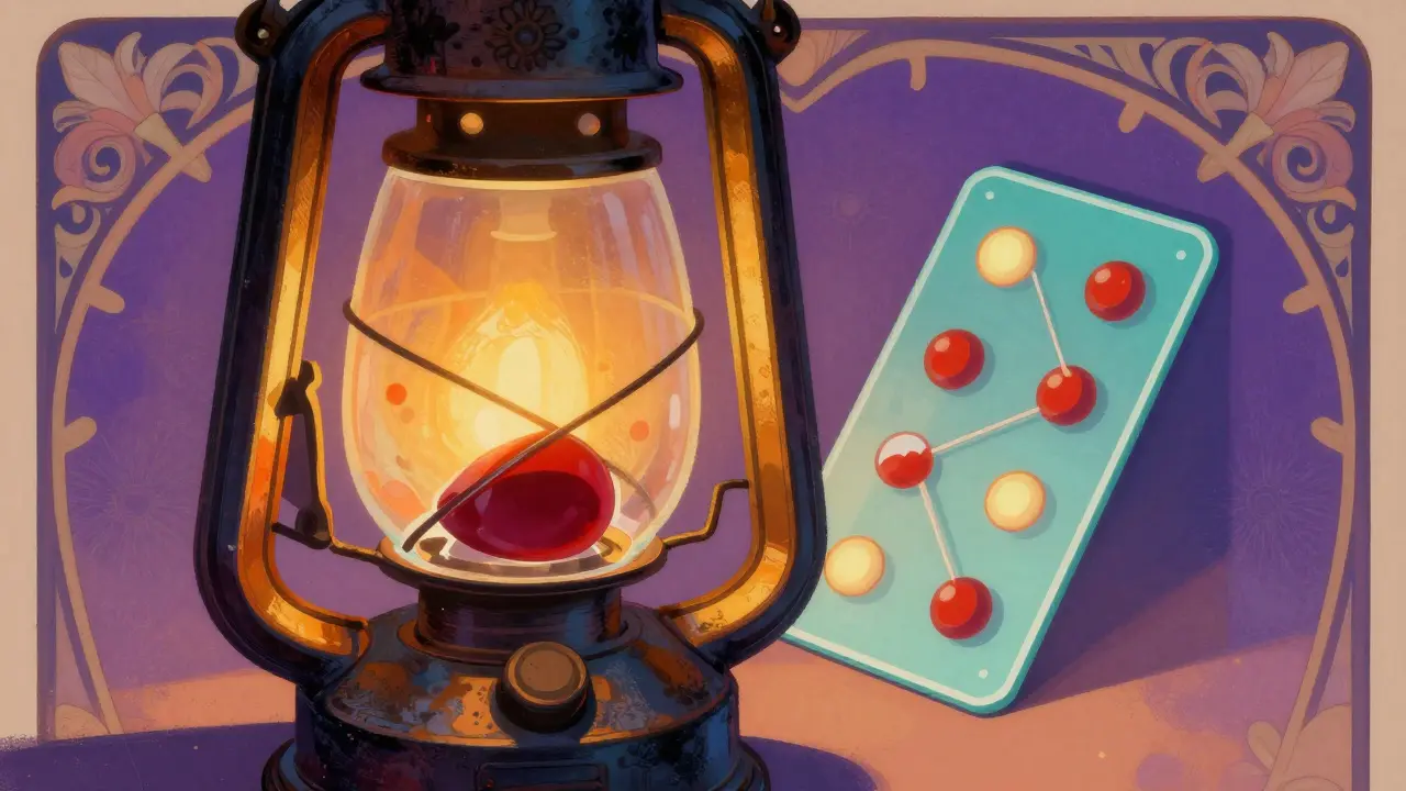 Artistic depiction of diagnostic blood markers and alarm symptoms